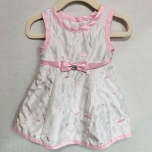 Jenny & Me White Dress With Pink Flowers   Sz6-9 m   EUC